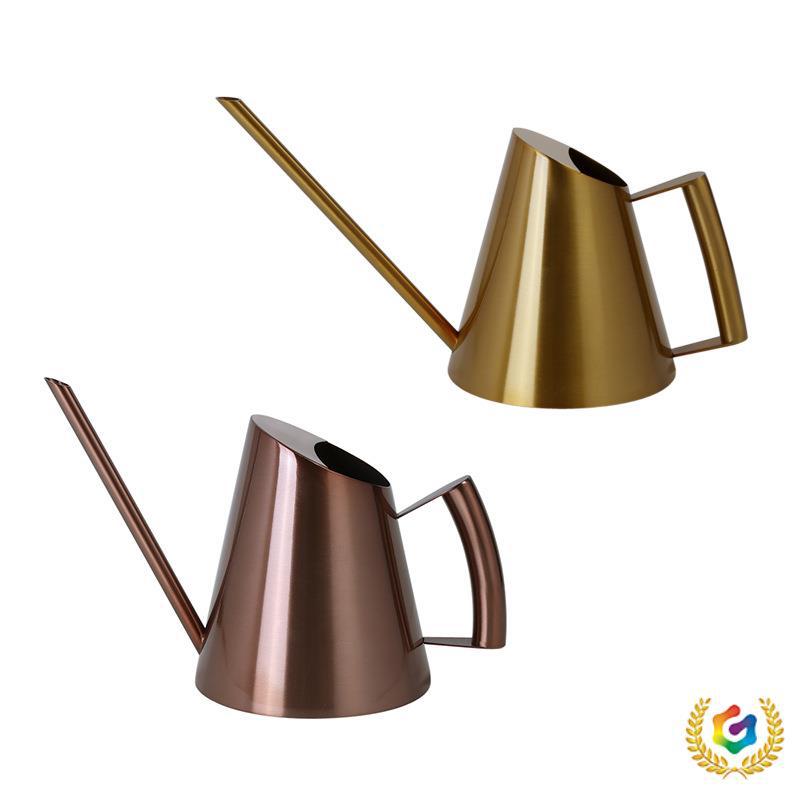 ◈Stainless Steel Long-spout Gold Household Metal Vintage Antique Bronze Conical Gardening Watering Can_voghion.com