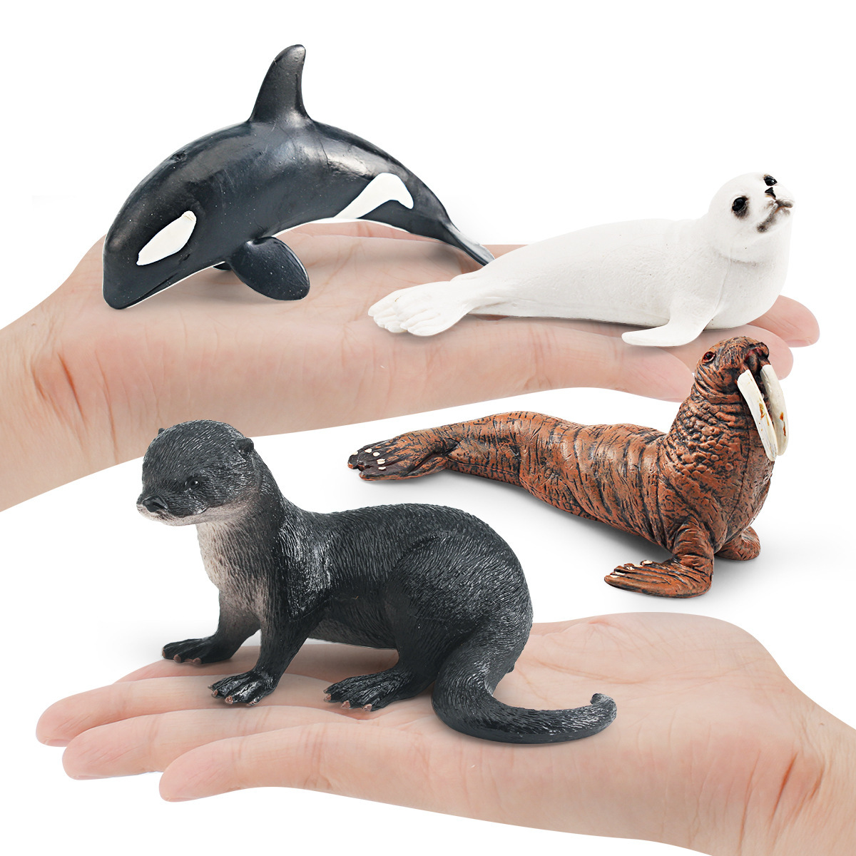 Transfronteriza simulación animal marino modelo rompecabezas cognitivo asesino ballena morsa nutria perro de mar escritorio estática decoración juguete