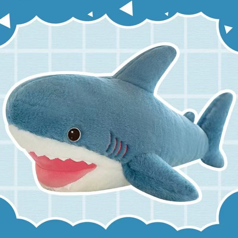 Cute Oversized Shark Plush Cushion Toy Gray Realistic Sleeping Pillow Doll Boys Gift Stuffed Animal