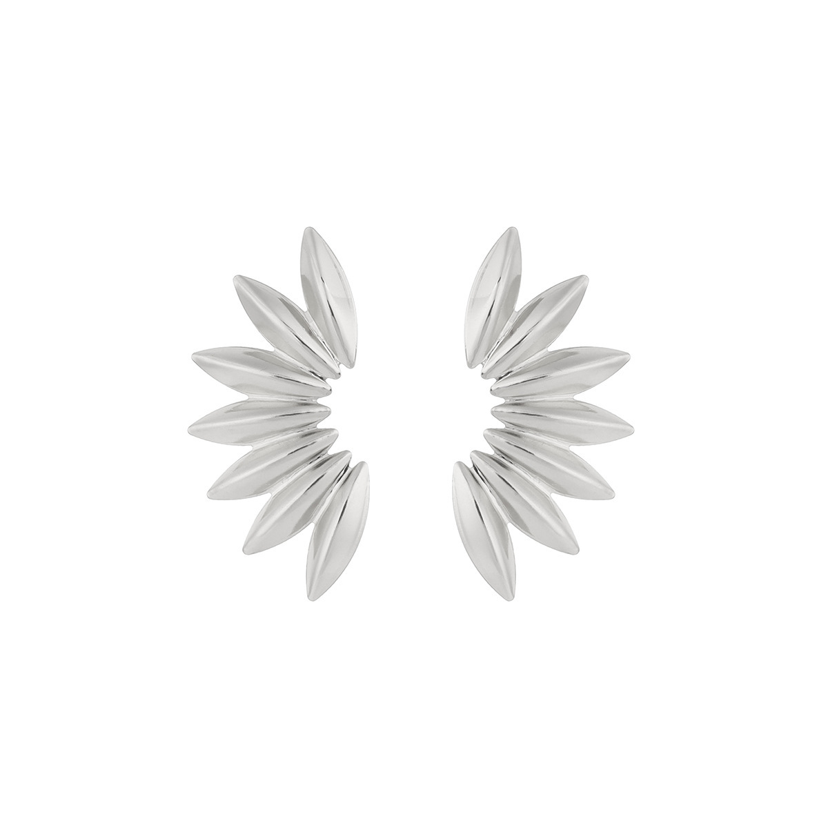 Pendientes plegables metálicos brillantes de diseño de moda transfronterizo, accesorios para las orejas para mujer, joyería retro geométrica con forma de pétalo.