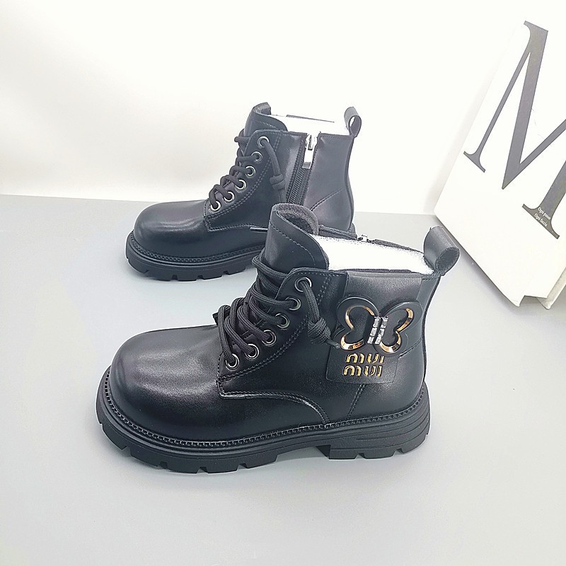 32-37 Otoño y invierno nuevas botas Martin de niñas de moda impermeable botas para niños mayores botas cortas princesa de lana