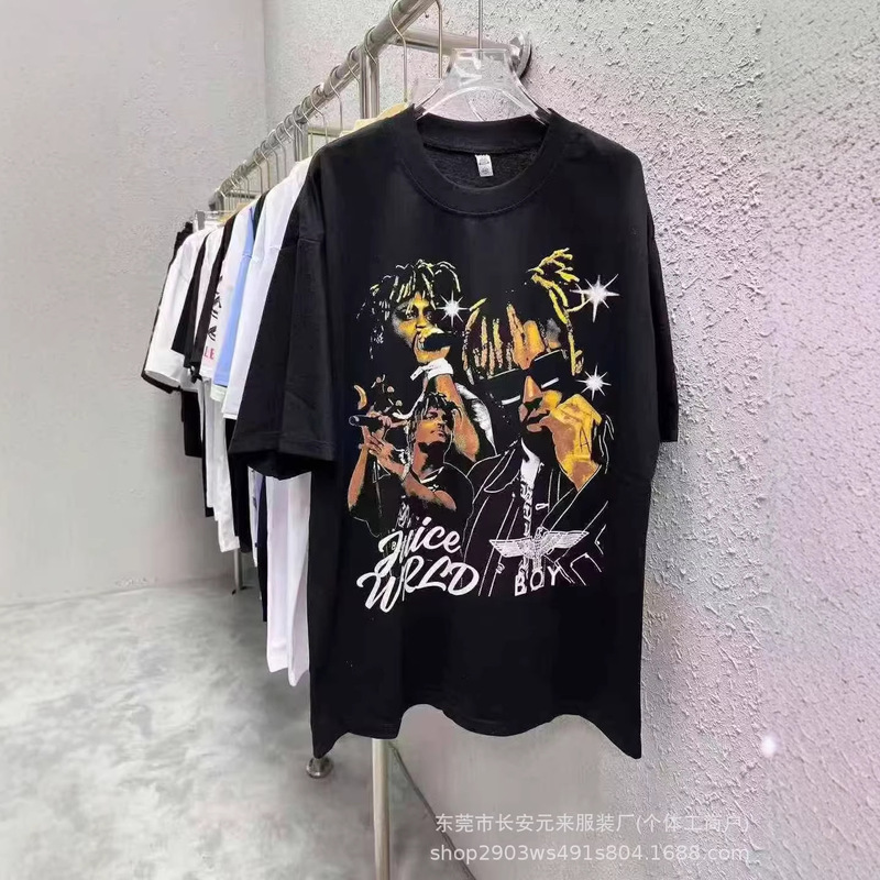 African Ab-Sided Printed Casual Men's Short-Sleeve Summer Loose T-Shirt, American Style Heavyweight 350g T-Shirt, Cross-Border In-Stock