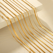 亚马逊多层钛钢项链网红款通勤百搭不锈钢蛇链刀片链跨境饰品批发