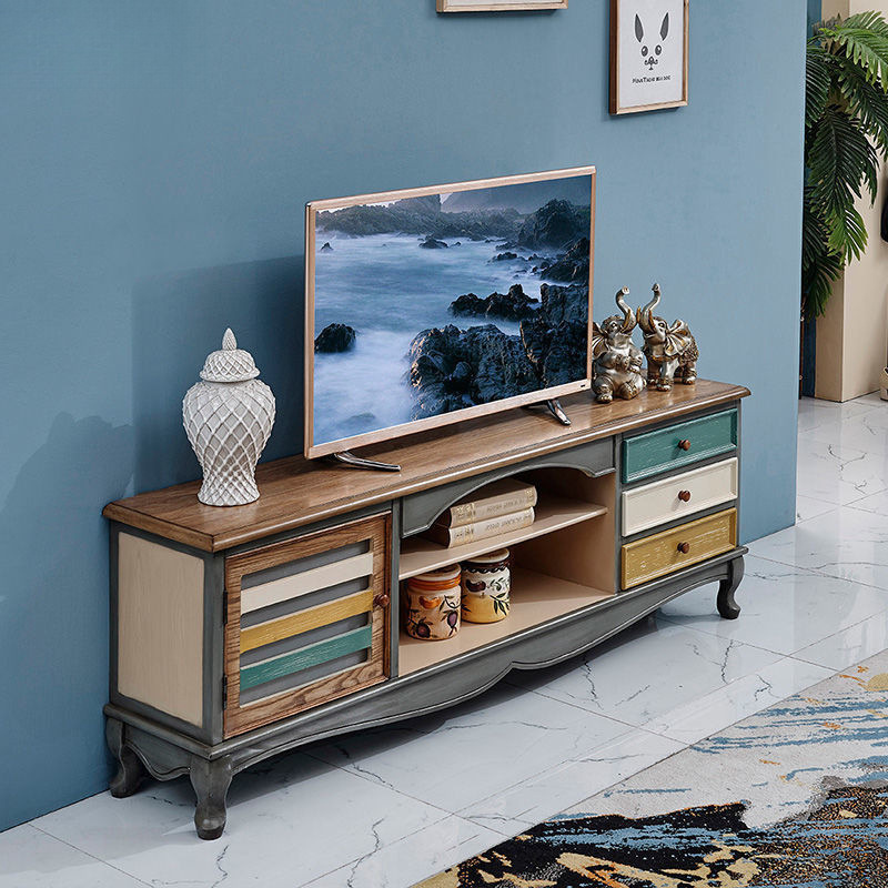 American Tv Cabinet Living Room Modern Simple Antique Style Small Apartment Retro Furniture Medieval European Style Coffee Table Solid Wood