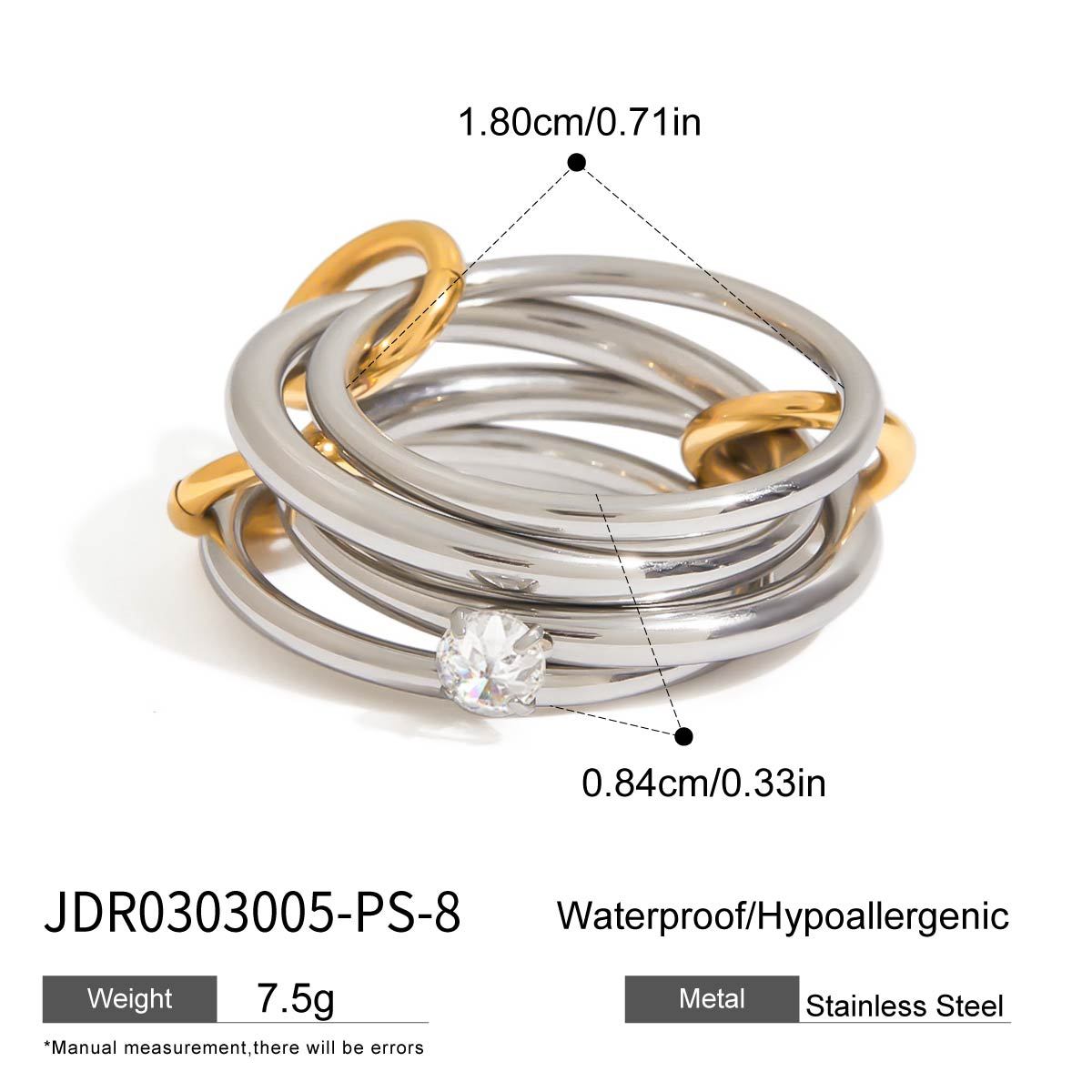 Wanxing anillo de dedos apilado de múltiples capas de acero inoxidable con anillo de circón joyería femenina de diseño de nicho sentido de acero de titanio image 7
