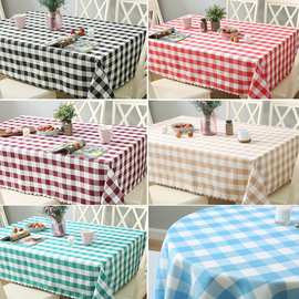 田园格子桌布布艺野餐布长方形台布西餐厅简约茶几饭店酒店餐桌布