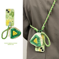 夏日清新花朵零錢包適用於蘋果15promax手機殼iphone14pro笑臉潮