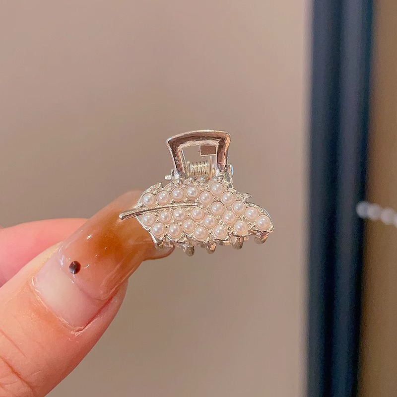 Oreja de conejo pequeño clip de las mujeres de alto grado Perla Rhinestone horquilla accesorios para el cabello Cabeza trasera medio lazo de pelo clip de tiburón horquilla