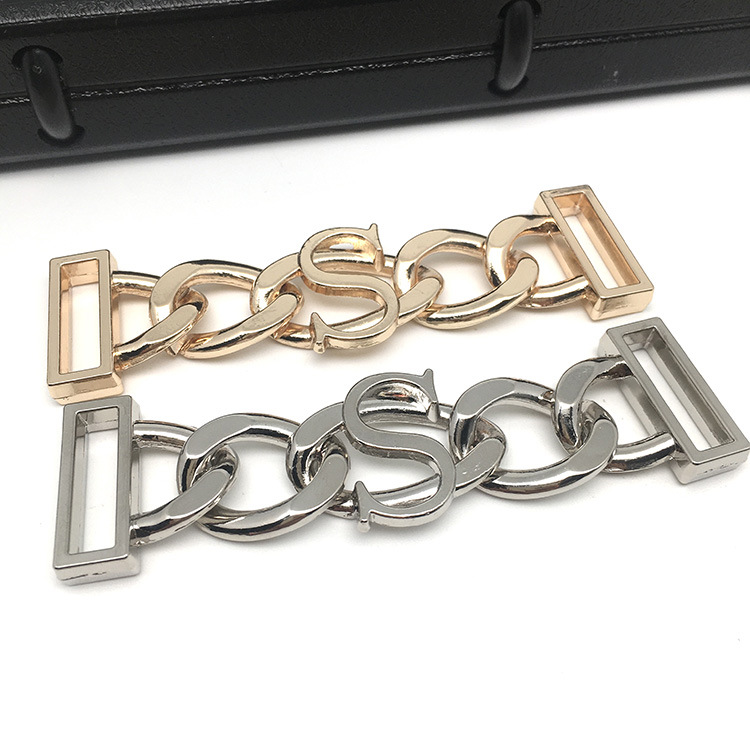 【跨境热款】厂家现货金属字母链条皮带扣腰带服饰箱包鞋帽BK49