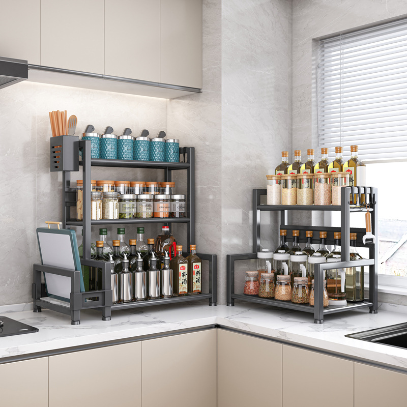 Cocina condimento estante hogar cuchillo de mesa estante palillos tabla de cortar de múltiples capas de almacenamiento estante de condimento multifuncional rack