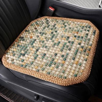 Natural Bodhi Car Seat Cushion Summer Cooling Cushion Single Piece Three-Piece Set Ventilated Breathable Beads Office Universal Seat Cushion (Cool pad) - chunman-yuan-square-cushion-single-piece-beige-crochet-double-layer-thickened-3d-breathable-anti-slip