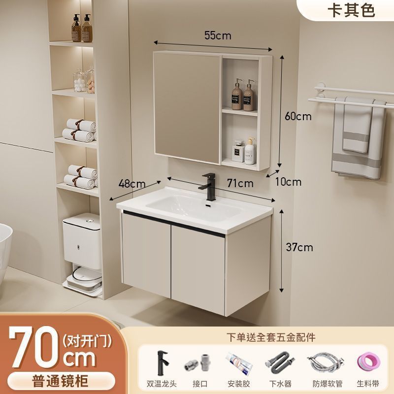 Gabinete de baño de aluminio inteligente espacial grueso combinación lavabo lavabo en cerámica lavabo fábrica de inodoro al por mayor