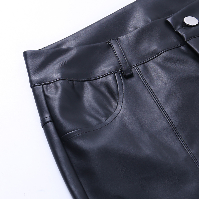 Split Zipper Leather Pants NSGYB98892