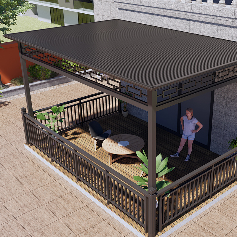 铝合金屋顶瓦双层隔热铝瓦长城凹凸大板遮阳棚雨棚阳光房凉亭现货