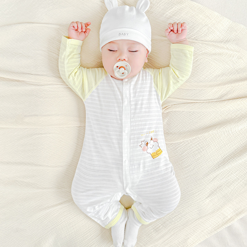 Bebé mono verano recién nacido algodón fino pijamas con aire acondicionado hombres y mujeres niños pequeños ropa de verano mami ropa de bebé