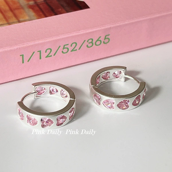 [Pair] Pink Heart Earrings