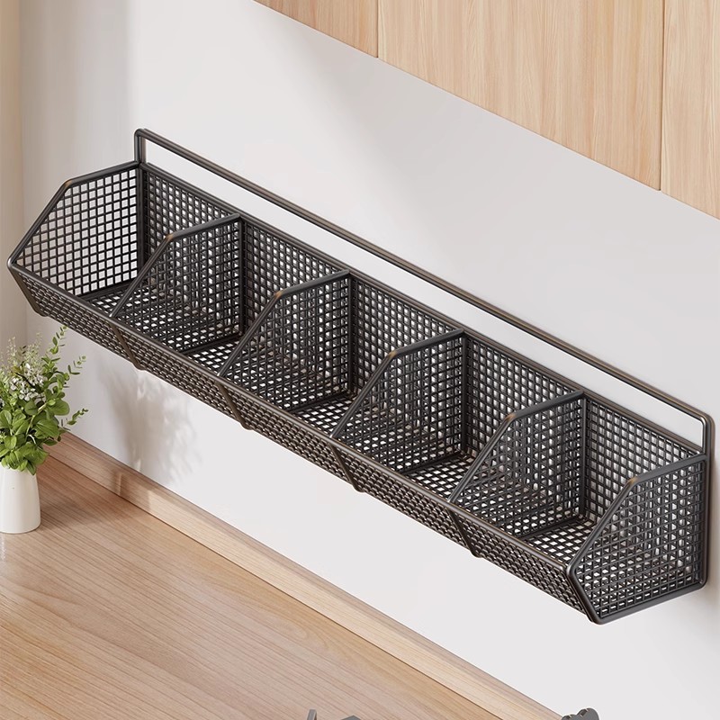 Kitchen Storage Rack Wall-Mounted Onion Ginger Garlic Organizer Spice Storage Box No-Drill Ginger Basket Hanging Basket Vegetable Rack