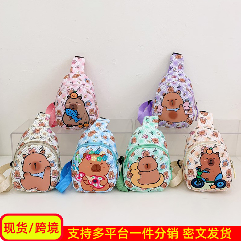 Bolsos lindos para niñas nuevas ventas calientes capibara bolsos de pecho para niños caricaturas para niños y niñas bolsos de cambio