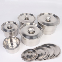 201无磁不锈钢味盅带盖子直身打蛋盆酒店用品炖汤盅调料理缸批发