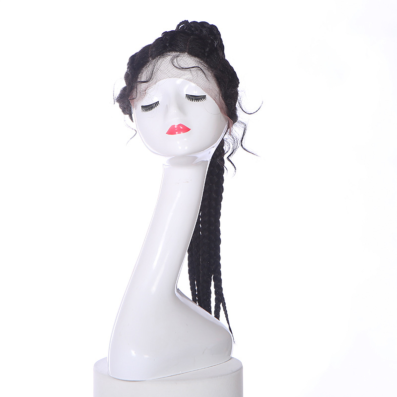 Cola de caballo trenza de tres hebras BUN PONY BOX BRAID Cola de caballo con cordón de alta temperatura trenzada a mano trenzada LW0233