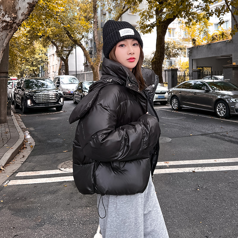 2024 nuevo abrigo de algodón de pluma, ropa de moda de mujer con capuz, abrigo de algodón corto suelto, chaqueta de algodón coreana de invierno, ropa de pan gruesa
