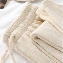 绵羊绒春秋冬软糯舒适糯米裤窄版直筒垂感阔腿裤女款慵懒风卫裤