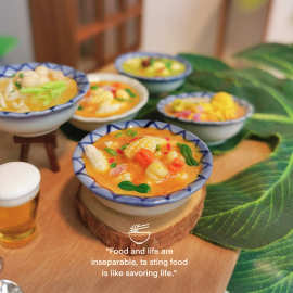 微缩泰国美食冬阴功汤盘玩具模型 娃娃屋配件迷你菜盘子T109-B