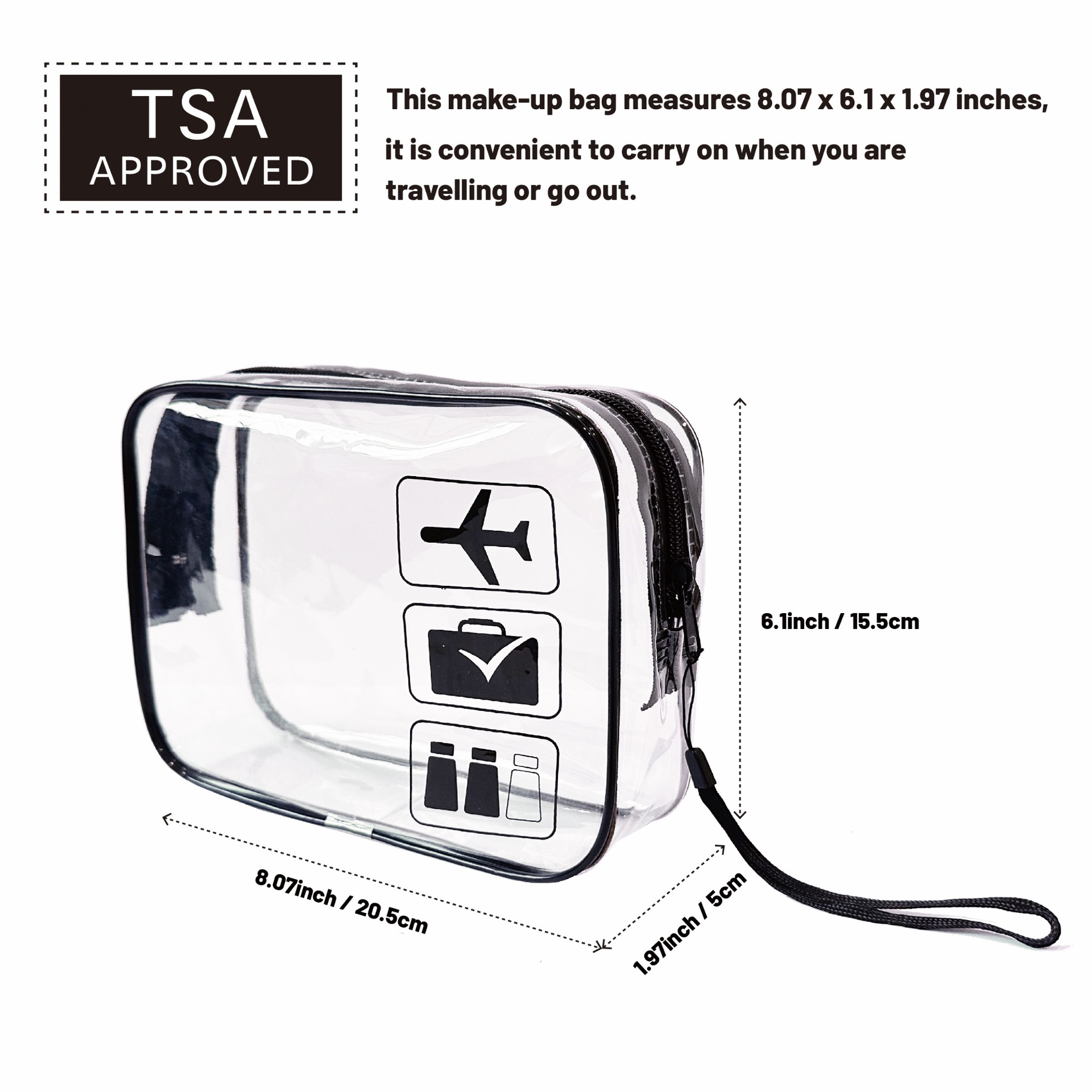 Bolsa de cosméticos de PVC transparente TPU bolsa de lavado de almacenamiento de viaje bolso cosmético cremallera bolsa de voltaje image 9