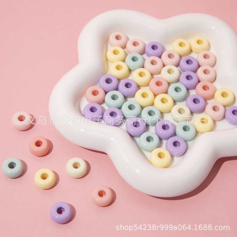 14mm Wheel Beads DIY Beading Material Acrylic Large Hole Beads Macaron Color Jewelry Abacus Beads DIY Beading