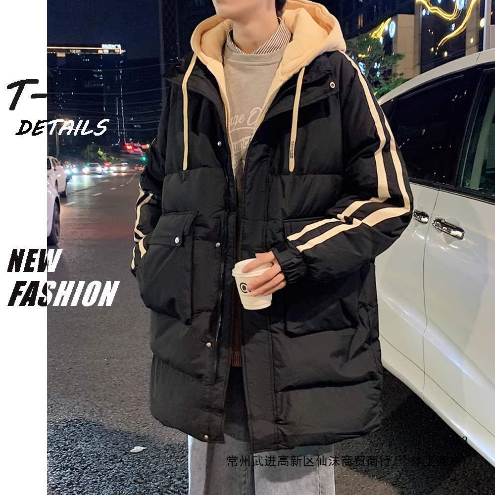 Winter Mid-Length Faux New Style Couple Two-Piece Outerwear Men's and Women's Cotton Coat Thick Hooded Cotton-padded Jacket Warm Coat