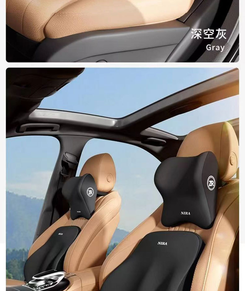 Car Headrest and Lumbar Support Memory Foam Car Cushion for Long Sitting, Neck and Waist Protection Pillow