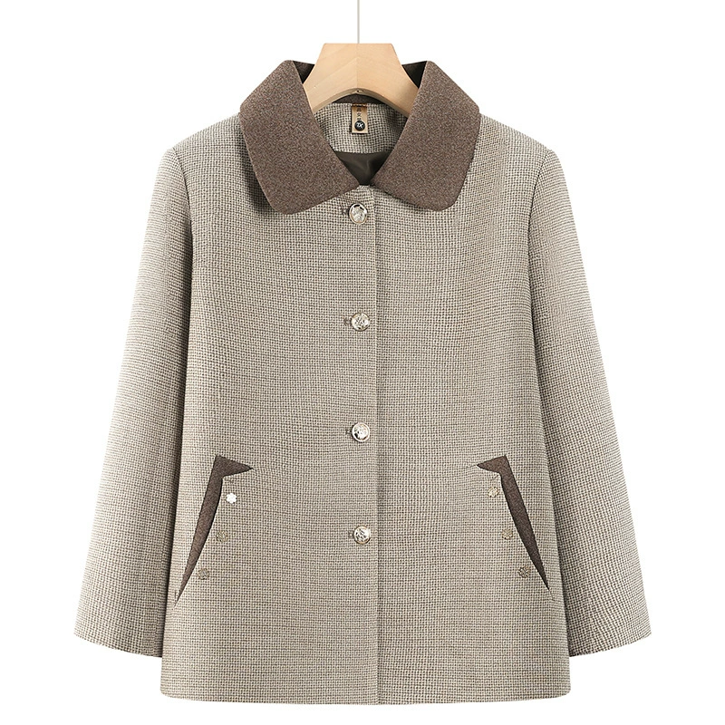 Бабушка в весеннем и осеннем пальто свободная 60-летняя мама кардиган одежда среднего и пожилого возраста женская весенняя куртка с отворотом