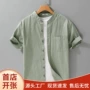 宽松夏季竖条纹立领衬衣