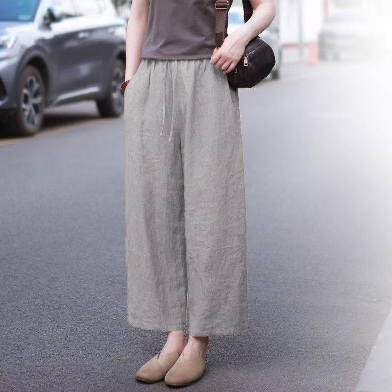 Trendy Artistic Wide-Leg Pants 2026 Summer Women's High-Waisted Casual Fashion Simple Straight-Leg Pants Solid Color Cropped Pants Trendy Artistic Wide-Leg Pants 2026 Summer Women's High-Waisted Casual Fashion Simple Straight-Leg Pants Solid Color Cropped Pants