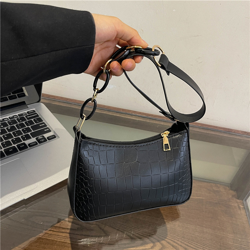 Nicho francés cocodrilo bolso de mujer bolso debajo de la axila 2024 verano nuevo estilo de alta calidad cadena de textura bolso de hombro universal