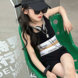 女童2025夏季无袖黑色工字背心设计感小众内搭吊带外穿无袖上衣潮