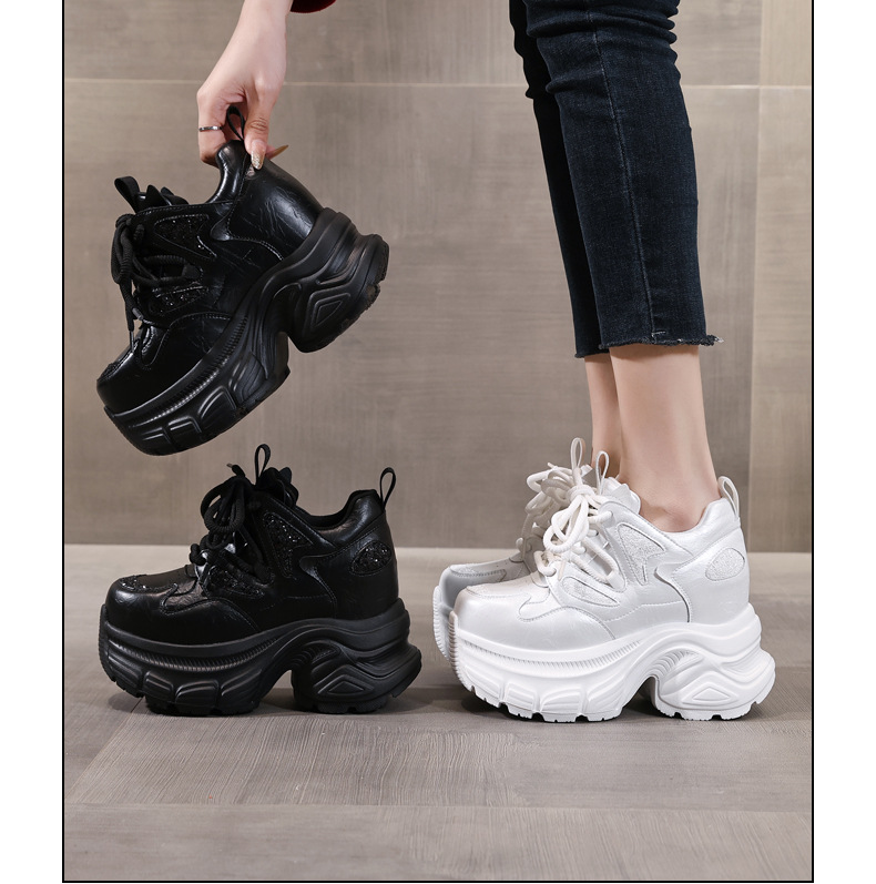 Giày sneaker chunky nữ đế dày tăng chiều cao HC3572 — Màu đen chi tiết 17