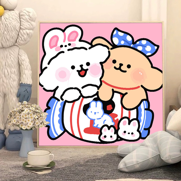 ライン子犬デジタル油絵 diy 手描き落書き漫画かわいい癒しの装飾メーカー卸売|undefined