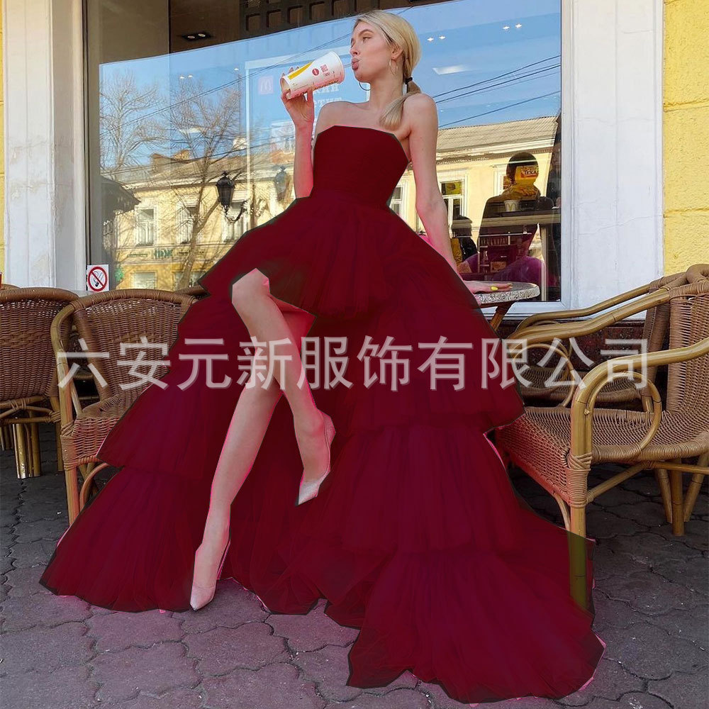 2023 europeo y americano Comercio exterior Amazon AliExpress deseo nuevo tubo superior falda de la torta boda bola del banquete vestido noche