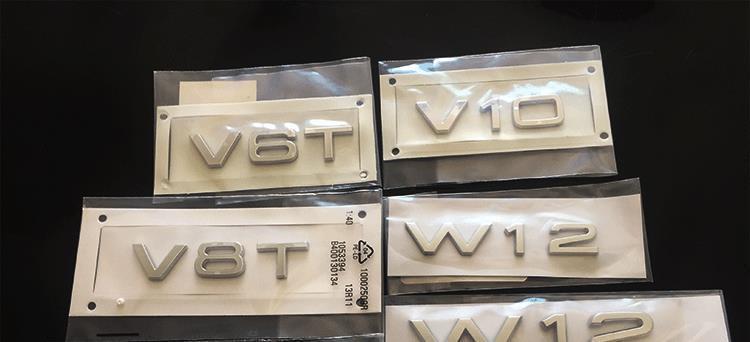 Audi car emblem V6TV8T side emblem V10W12 lettering for A4L, A6L, A8L, RS3, S5, Q7, TT modifications