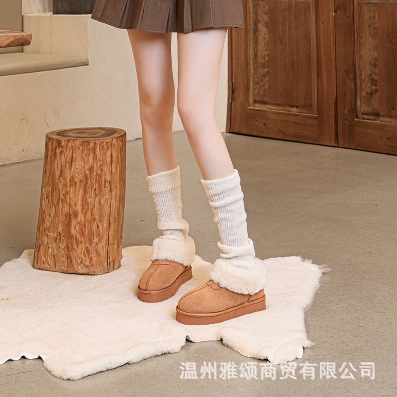 厚底雪地靴女加绒加厚东北棉鞋新款冬季面包鞋一脚蹬毛毛鞋2413|undefined