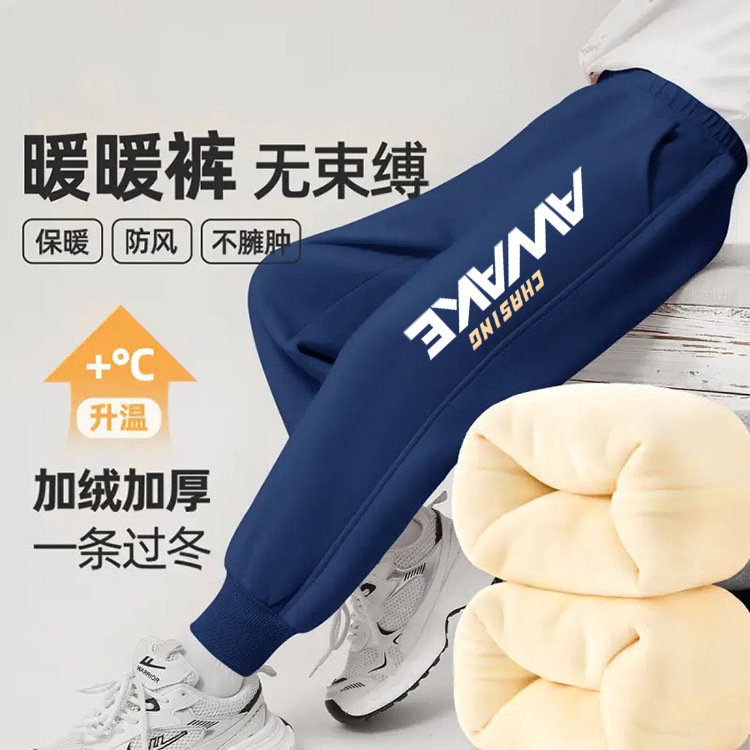 Cashmere Pants Boys Autumn and Winter Sports Pants 2024 New Children's Winter Thickened Winter Wear Cold-proof Cotton Trousers Trendy
