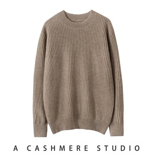 Autumn and Winter New Warm Men's Casual Business 100 Pure Mountain Cashmere Sweater Crewneck Knitted Long Sleeve Sweater Base Shirt