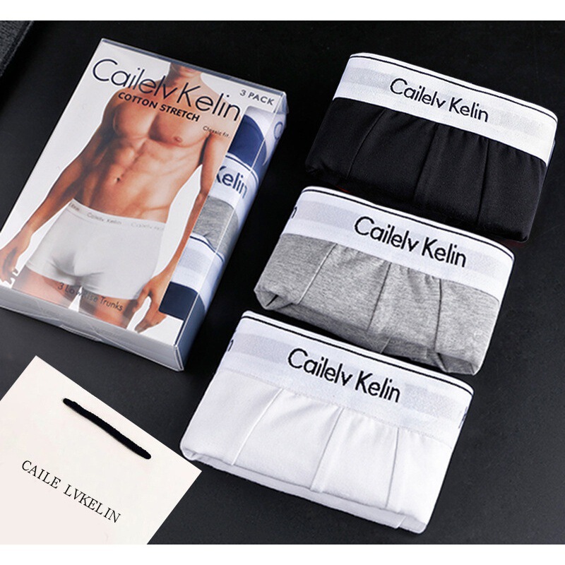 Cross-Border Ack Men's Boxer Briefs Breathable Pure Cotton White-Edged Thin Style Original Label Original Lettering Boxer Shorts