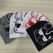 欧美跨境流行爆款帽子新款可爱卡通大耳朵兔兔童年男女提花针织帽