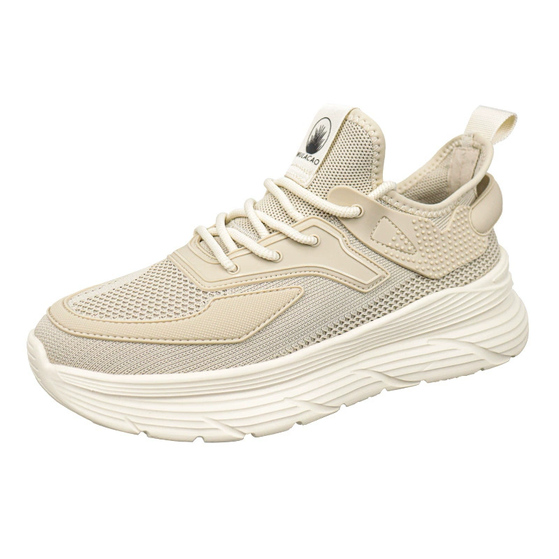 7081688 Fashion Solid Color Lace Up Breathable Fly Knitted Shoes 2024 Summer New Casual Shoes Men's Shoes Wholesale