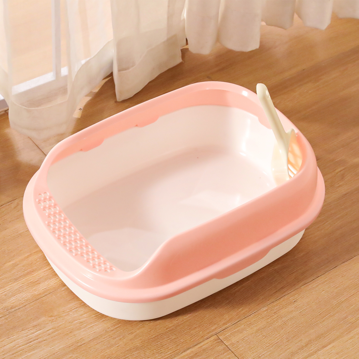 Lavabo de arena para gatos, inodoro para gatos semicerrado de gran tamaño, cerca alta, palangana de heces para gatos, palangana de arena para gatos, suministros para mascotas para gatos