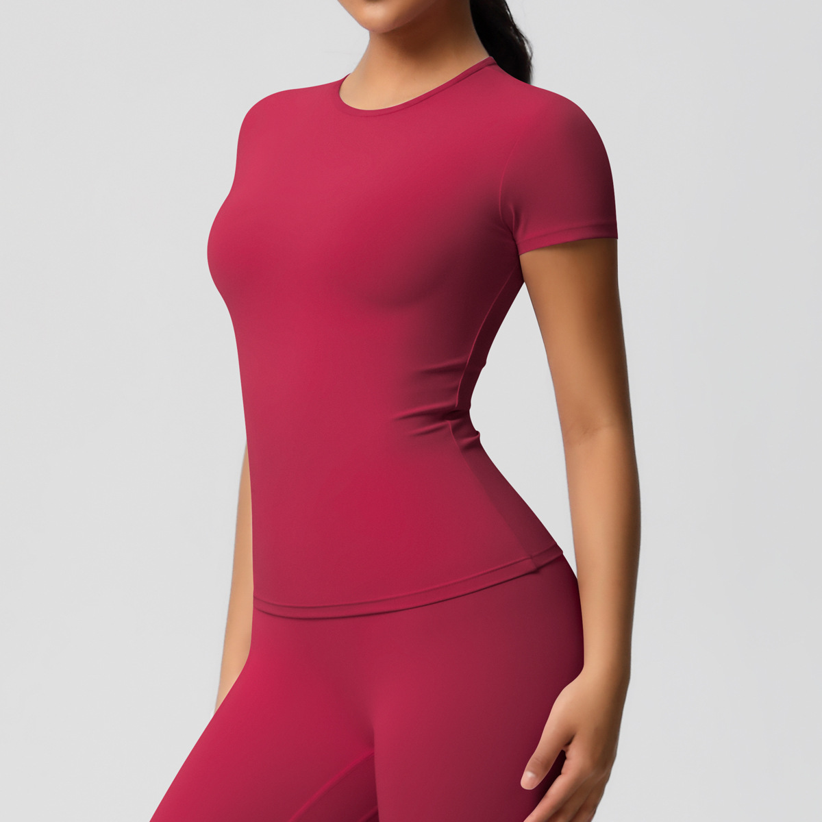 95g Weight Short Sleeve Sleeve Length Nylon, Spandex Fabric Type Regular Top Length T-shirt Tops Type Fitness, Yoga, Running Occasion Round Neck Neckline Solid Color Pattern Sport Style Style S, XL Size Sport Style Solid Color Nylon Spandex Round Neck Active Tops T-shirt 66