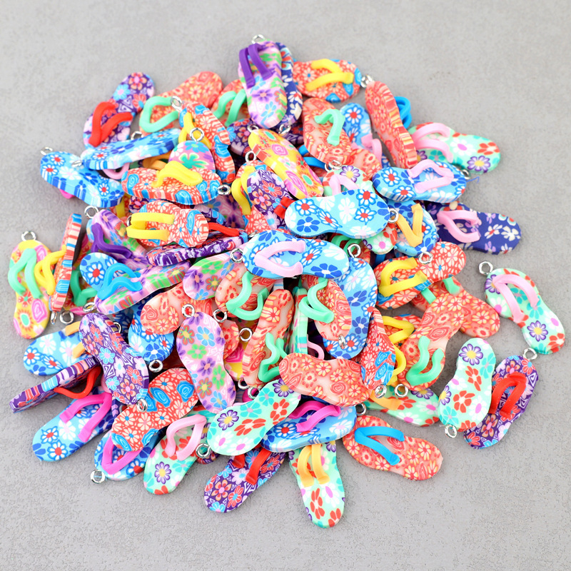 DIY Keychain Pendant Mobile Phone Case Accessories Slippers Cream Glue Flip-Flops DIY Jewelry Soft Pottery Decoration Material Package