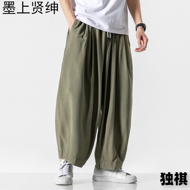 Pantalones anchos sueltos para hombre, pantalones casuales rectos de talla grande para hombre de primavera y verano, pantalones de linterna gorda, pantalones de zanahoria